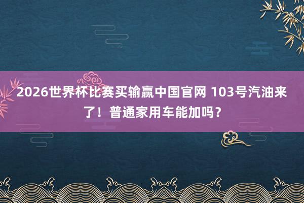 2026世界杯比赛买输赢中国官网 103号汽油来了！普通家用车能加吗？