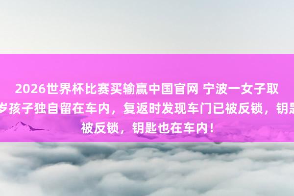 2026世界杯比赛买输赢中国官网 宁波一女子取快递时把2岁孩子独自留在车内，复返时发现车门已被反锁，钥匙也在车内！