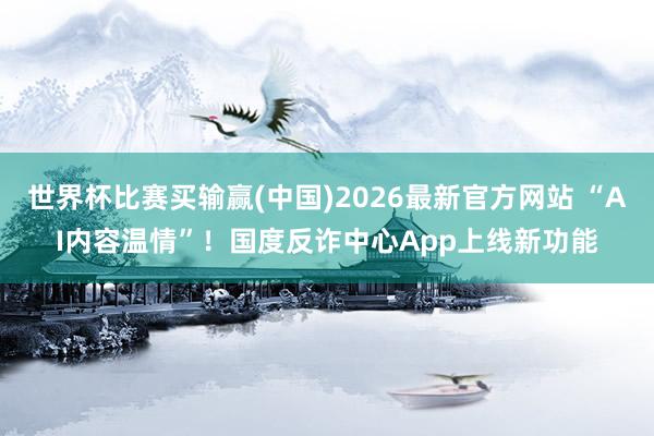 世界杯比赛买输赢(中国)2026最新官方网站 “AI内容温情”！国度反诈中心App上线新功能