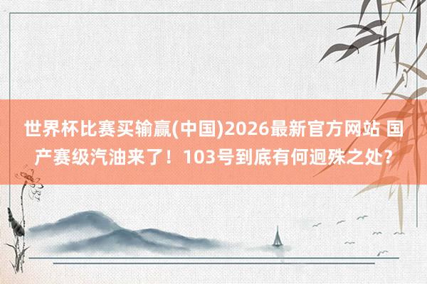 世界杯比赛买输赢(中国)2026最新官方网站 国产赛级汽油来了！103号到底有何迥殊之处？