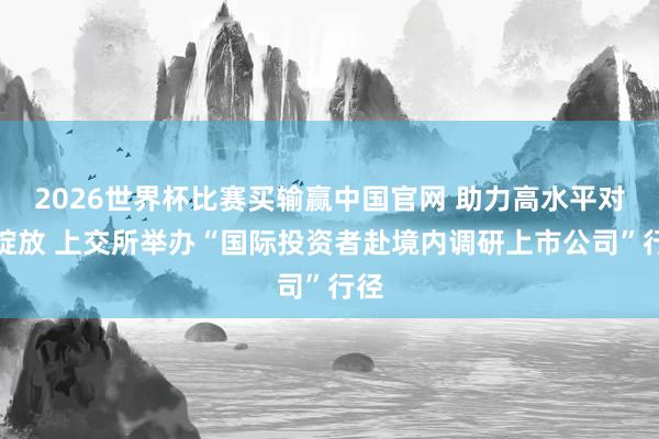 2026世界杯比赛买输赢中国官网 助力高水平对外绽放 上交所举办“国际投资者赴境内调研上市公司”行径