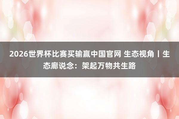 2026世界杯比赛买输赢中国官网 生态视角丨生态廊说念：架起万物共生路