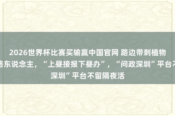 2026世界杯比赛买输赢中国官网 路边带刺植物每每刮伤路东说念主，“上昼接报下昼办”，“问政深圳”平台不留隔夜活