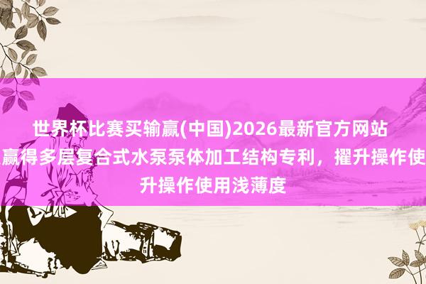 世界杯比赛买输赢(中国)2026最新官方网站 鹰游科技赢得多层复合式水泵泵体加工结构专利，擢升操作使用浅薄度