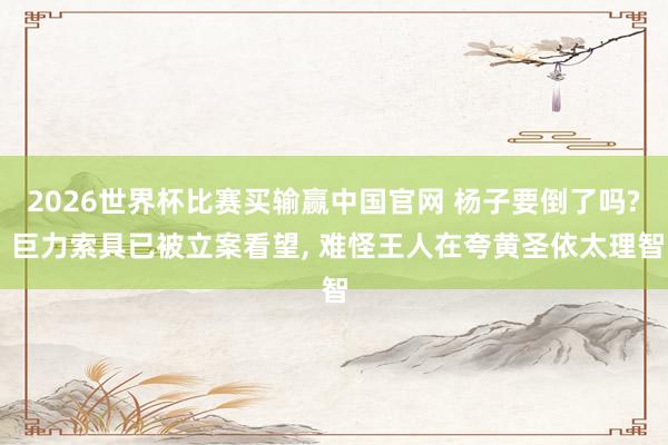 2026世界杯比赛买输赢中国官网 杨子要倒了吗? 巨力索具已被立案看望， 难怪王人在夸黄圣依太理智