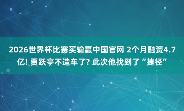 2026世界杯比赛买输赢中国官网 2个月融资4.7亿! 贾跃亭不造车了? 此次他找到了“捷径”