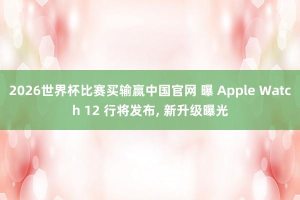 2026世界杯比赛买输赢中国官网 曝 Apple Watch 12 行将发布， 新升级曝光