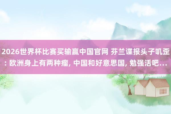 2026世界杯比赛买输赢中国官网 芬兰谍报头子叽歪: 欧洲身上有两种瘤， 中国和好意思国， 勉强活吧…