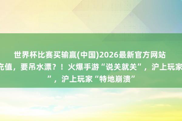 世界杯比赛买输赢(中国)2026最新官方网站 六七十万元充值，要吊水漂？！火爆手游“说关就关”，沪上玩家“特地崩溃”