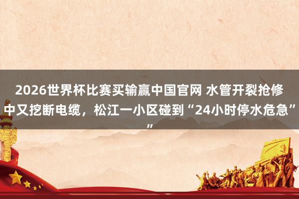 2026世界杯比赛买输赢中国官网 水管开裂抢修中又挖断电缆，松江一小区碰到“24小时停水危急”