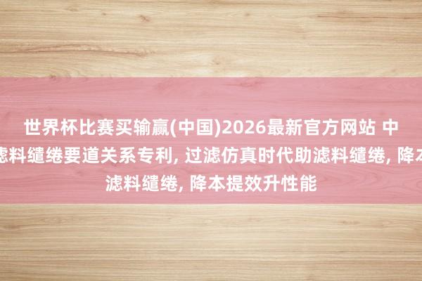 世界杯比赛买输赢(中国)2026最新官方网站 中创环保恳求滤料缱绻要道关系专利， 过滤仿真时代助滤料缱绻， 降本提效升性能