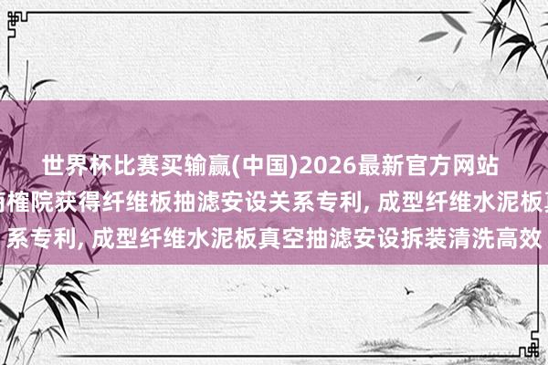 世界杯比赛买输赢(中国)2026最新官方网站 双欣环保、双欣高分子商榷院获得纤维板抽滤安设关系专利， 成型纤维水泥板真空抽滤安设拆装清洗高效