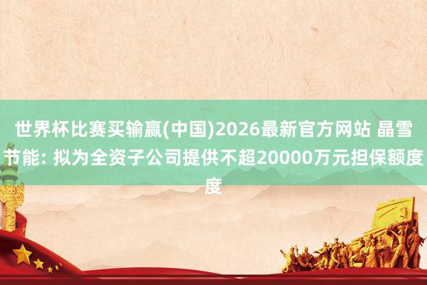 世界杯比赛买输赢(中国)2026最新官方网站 晶雪节能: 拟为全资子公司提供不超20000万元担保额度