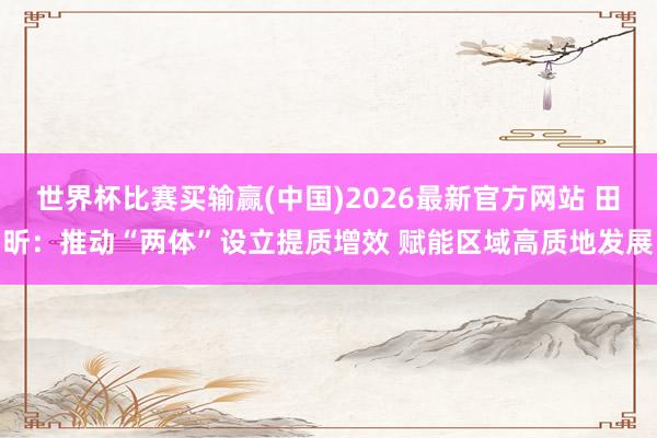 世界杯比赛买输赢(中国)2026最新官方网站 田昕：推动“两体”设立提质增效 赋能区域高质地发展