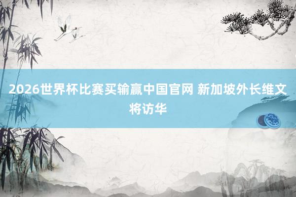 2026世界杯比赛买输赢中国官网 新加坡外长维文将访华