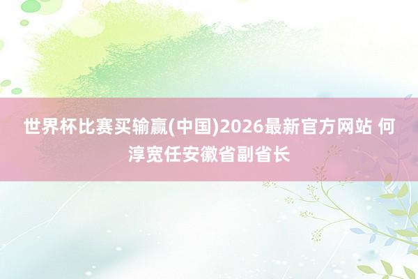 世界杯比赛买输赢(中国)2026最新官方网站 何淳宽任安徽省副省长