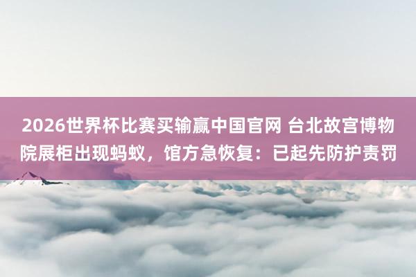 2026世界杯比赛买输赢中国官网 台北故宫博物院展柜出现蚂蚁，馆方急恢复：已起先防护责罚