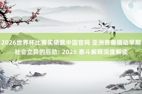 2026世界杯比赛买输赢中国官网 亚洲慈善撬动早期社会立异的后劲: 2026 泰斗解释深度解读