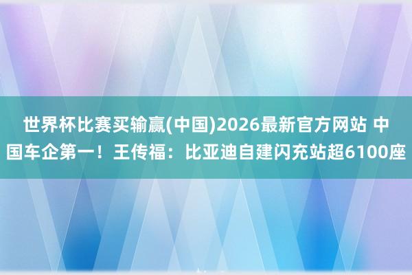 世界杯比赛买输赢(中国)2026最新官方网站 中国车企第一！王传福：比亚迪自建闪充站超6100座