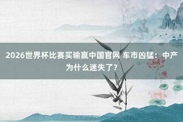 2026世界杯比赛买输赢中国官网 车市凶猛：中产为什么迷失了？