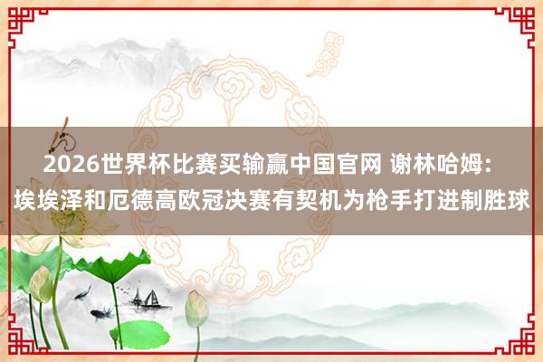 2026世界杯比赛买输赢中国官网 谢林哈姆: 埃埃泽和厄德高欧冠决赛有契机为枪手打进制胜球