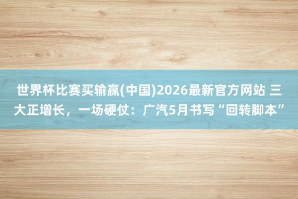 世界杯比赛买输赢(中国)2026最新官方网站 三大正增长,一场硬仗:广汽5月书写“回转脚本”