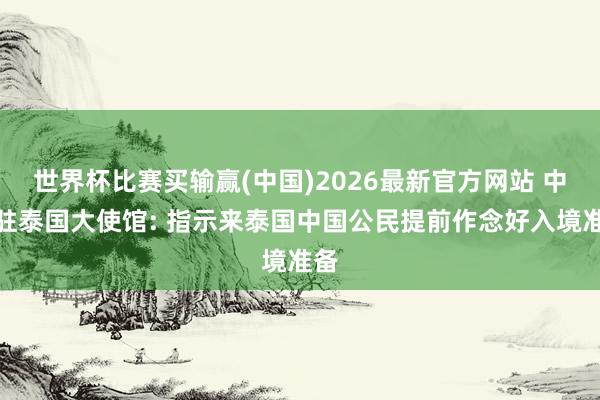 世界杯比赛买输赢(中国)2026最新官方网站 中国驻泰国大使馆: 指示来泰国中国公民提前作念好入境准备