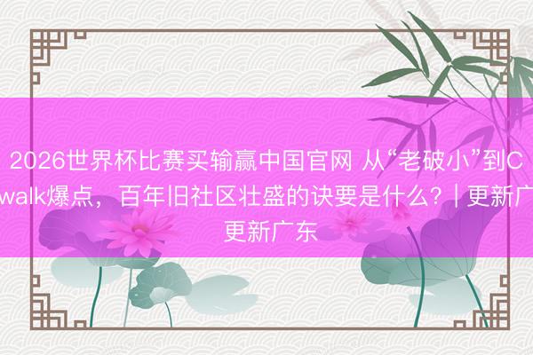 2026世界杯比赛买输赢中国官网 从“老破小”到Citywalk爆点，百年旧社区壮盛的诀要是什么？| 更新广东